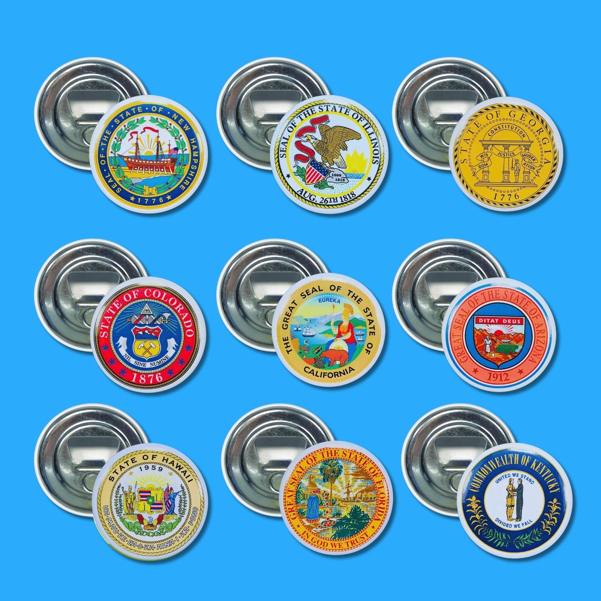 Colección Abrebotellas-imán: escudos de EE. UU.