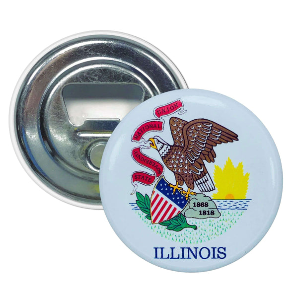 Ouvre-bouteille magnétique - Drapeau de l'État de l'Illinois - États-Unis