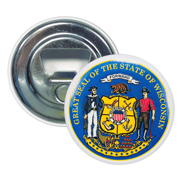 Aimant ouvre-bouteille - Armoiries de l'État du Wisconsin - États-Unis