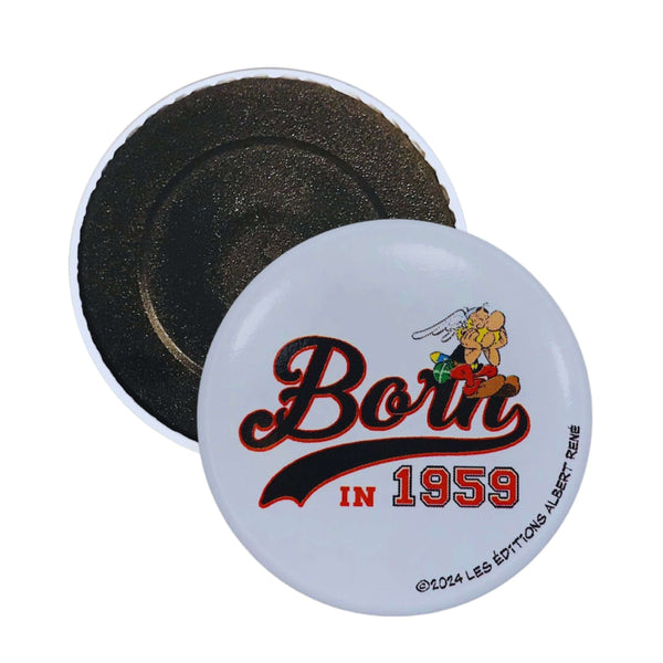 Magnet rond © Astérix - Né en 1959 - Lettres noires - C#133