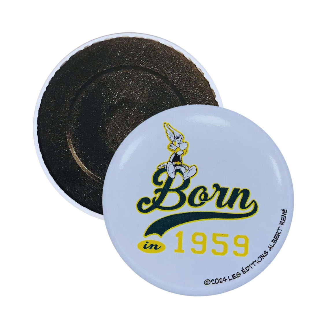 Magnet rond © Astérix - Né en 1959 - Lettres vertes - C#113