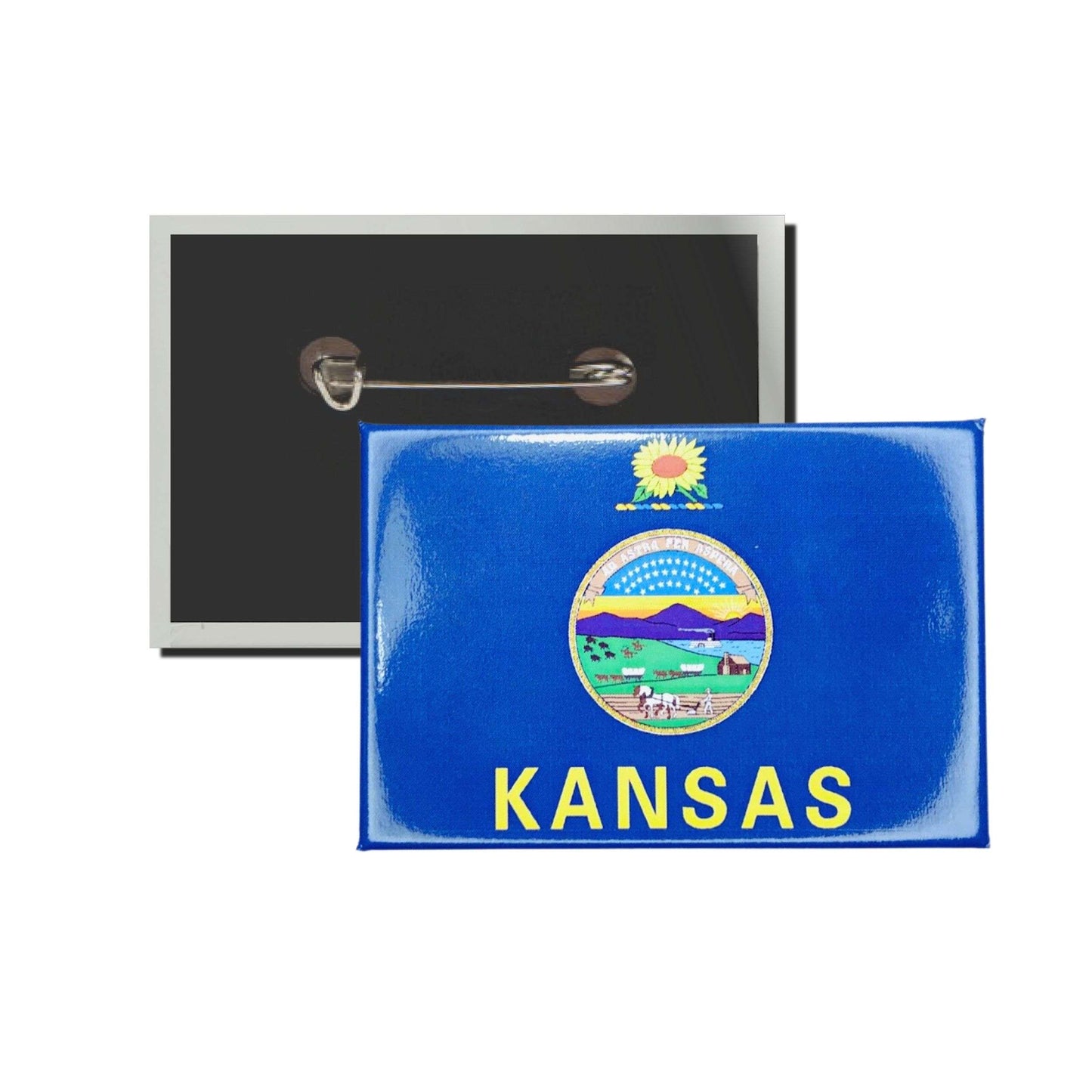 Chapa Rectangular Horizontal Bandera Estado Kansas Usa