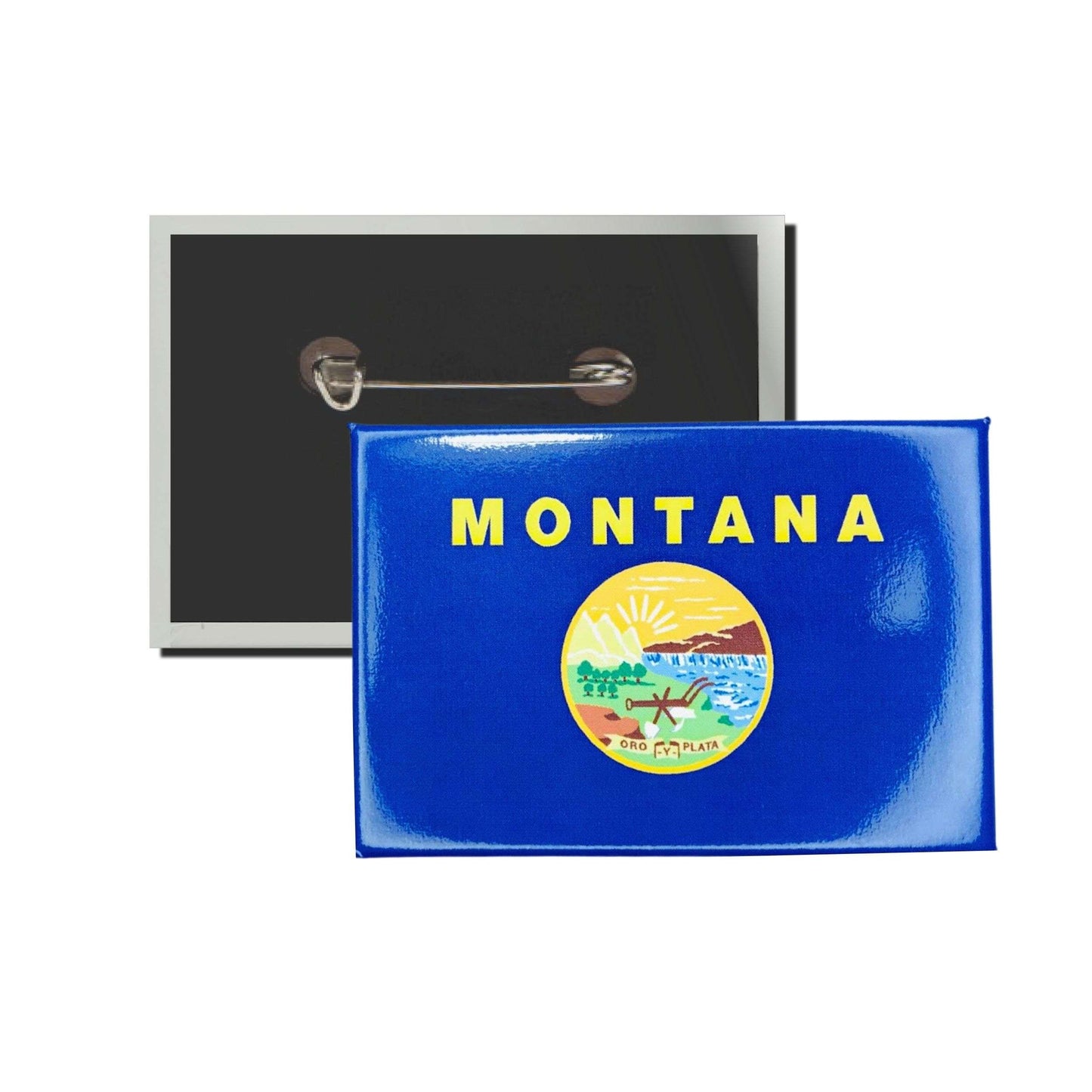 Chapa Rectangular Horizontal Bandera Estado Montana Usa