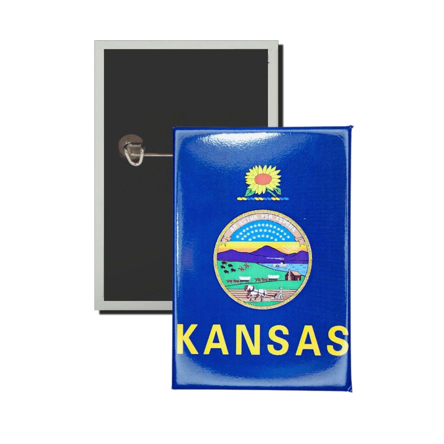 Chapa Rectangular Vertical Bandera Estado Kansas Usa