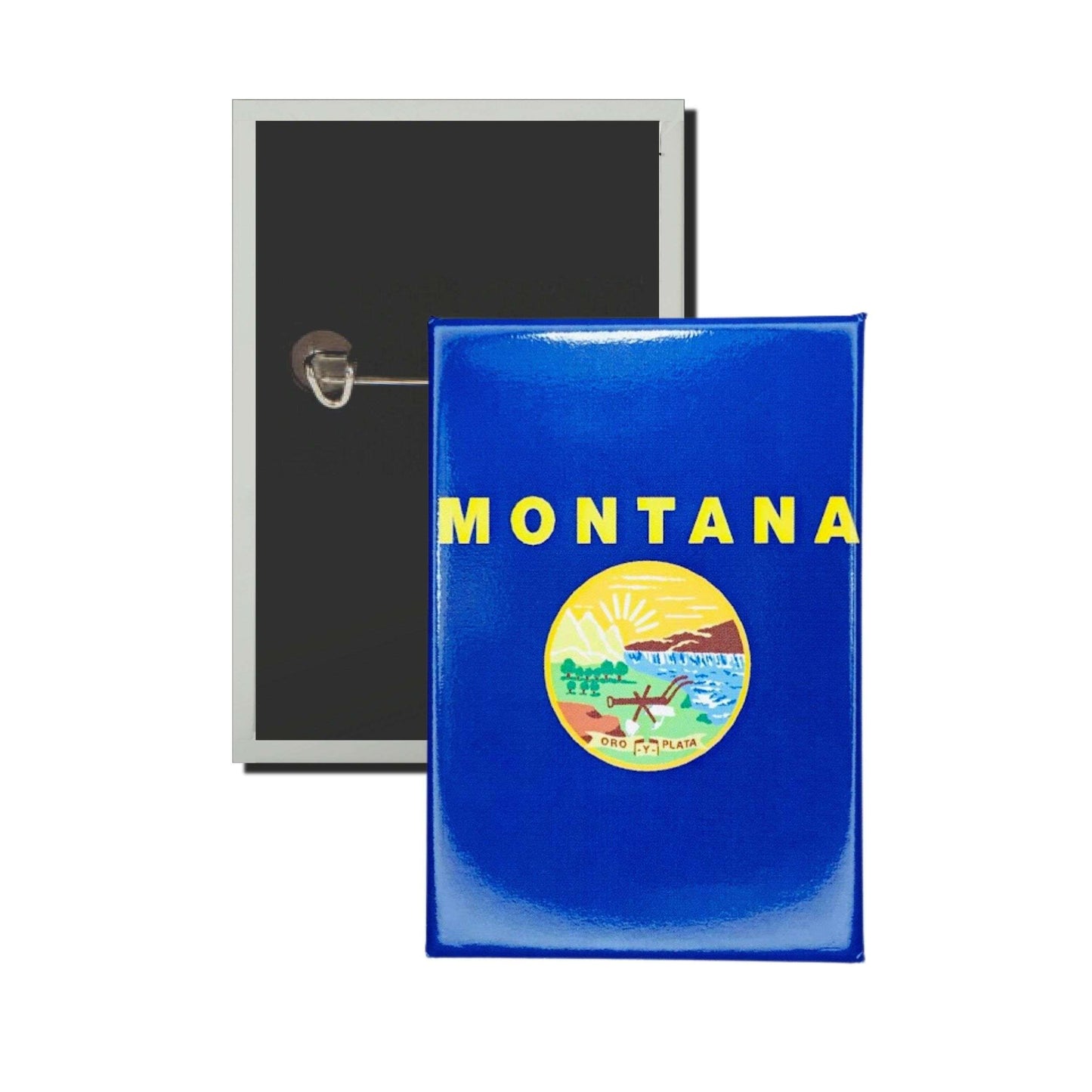 Chapa Rectangular Vertical Bandera Estado Montana Usa