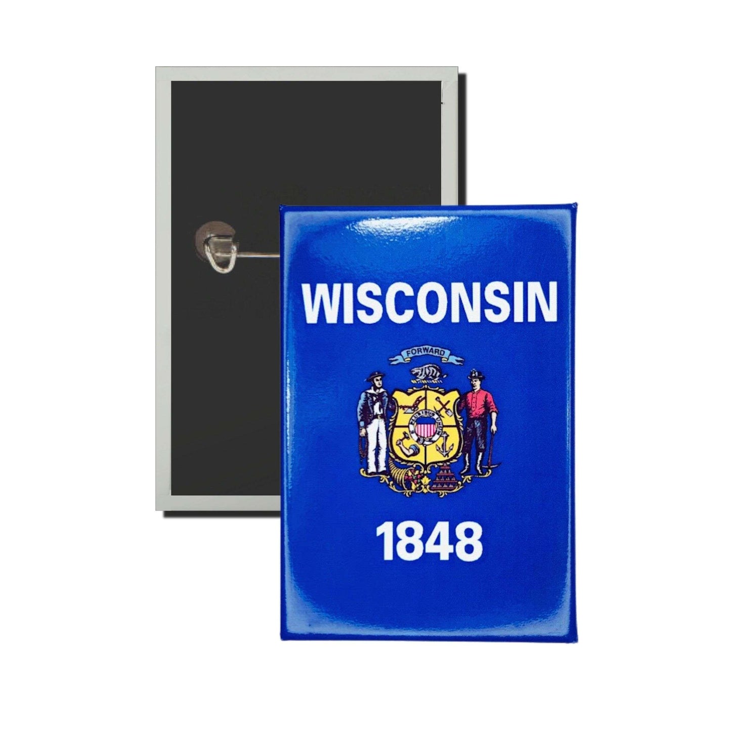 Chapa Rectangular Vertical Bandera Estado Wisconsin Usa