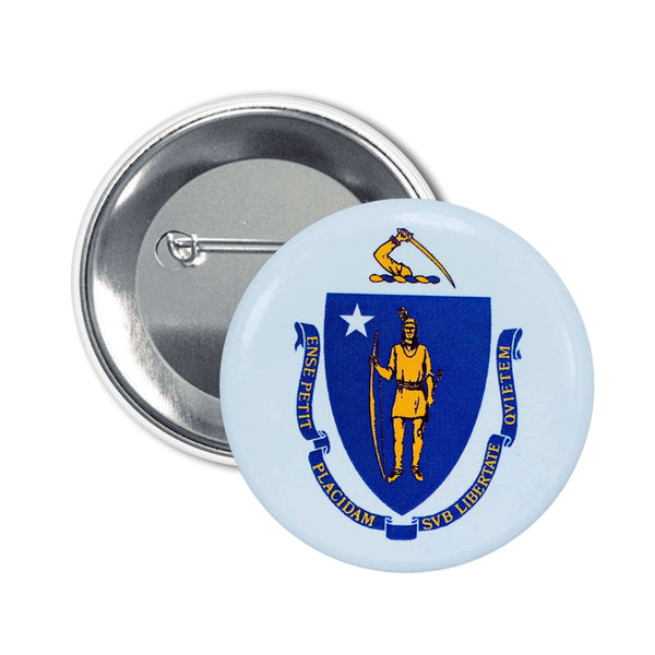 Badge Rond - Drapeau de l'État du Massachusetts - USA