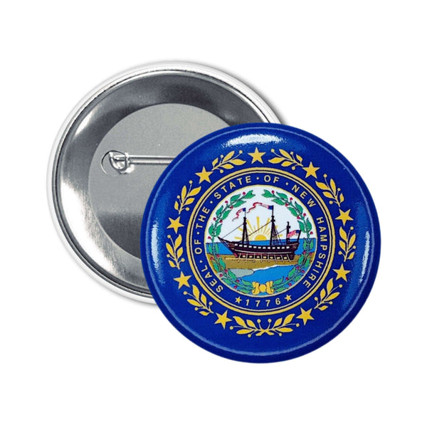 Badge Rond - Drapeau de l'État du New Hampshire - États-Unis