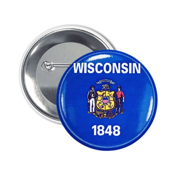 Badge Rond - Drapeau de l'État du Wisconsin - États-Unis