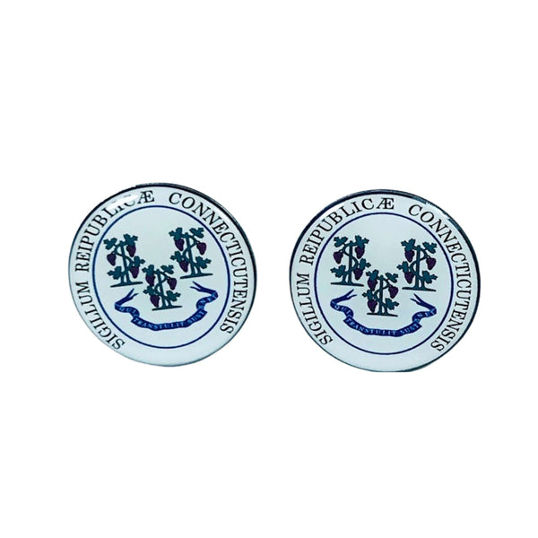 Boutons de manchette - Armoiries de l'État du Connecticut - États-Unis