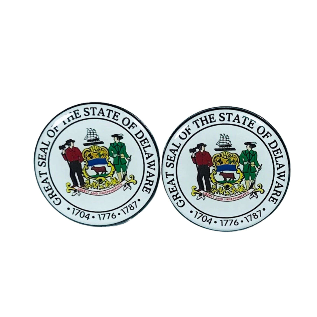 Botões de punho - Escudo do Estado de Delaware - EUA