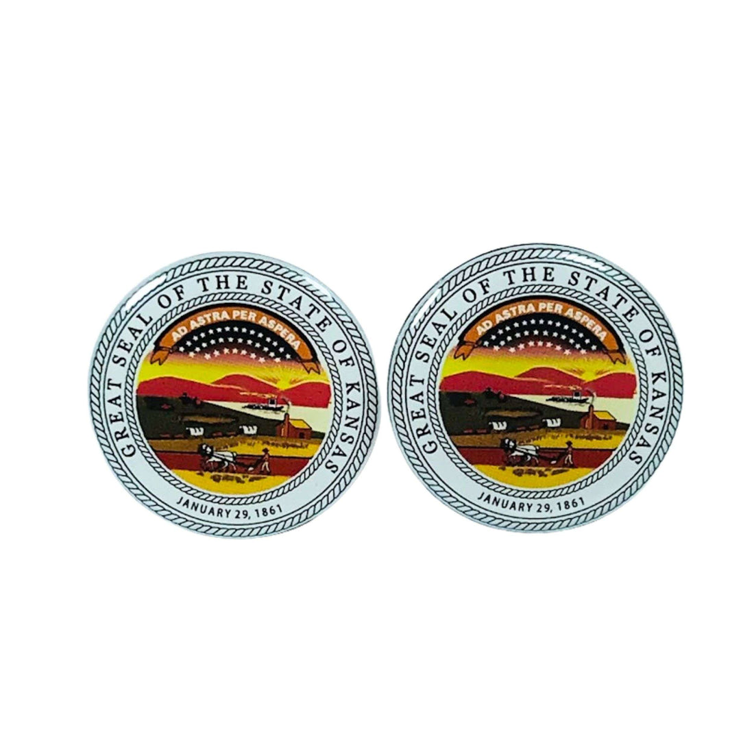 Boutons de manchette - Bouclier de l'État du Kansas - États-Unis