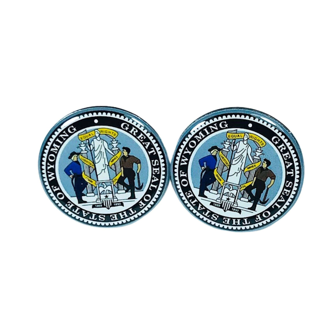 Botões de punho - Escudo do Estado do Wyoming - EUA