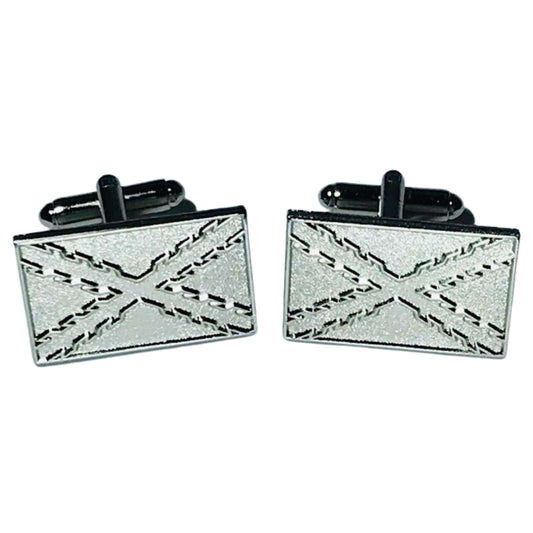 Silver Color Cufflinks - Flag of the Cross of the Spanish Empire of Burgundy - Spain