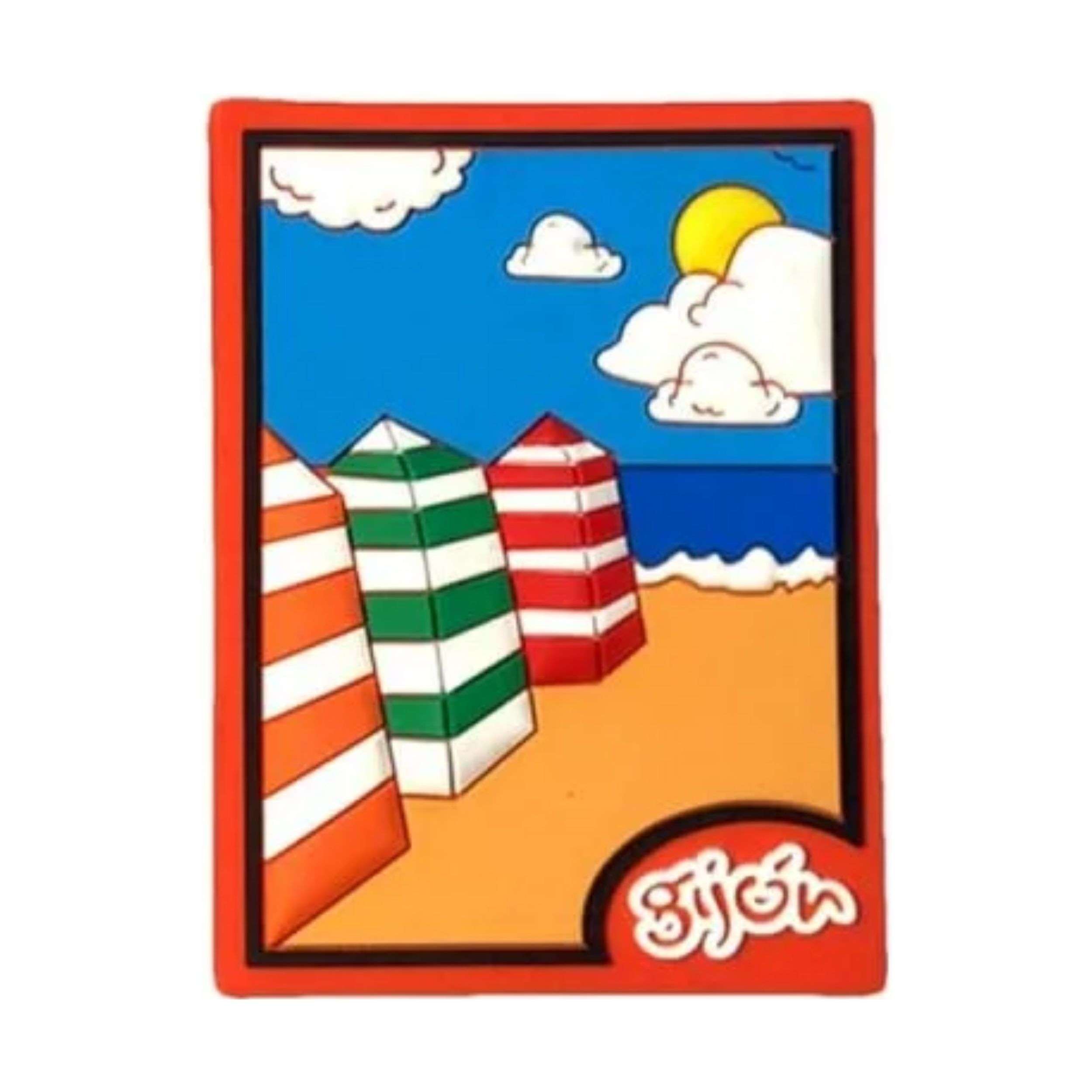 Colección de imanes: imán de PVC de las casetas de la playa de San Lorenzo, Gijón
