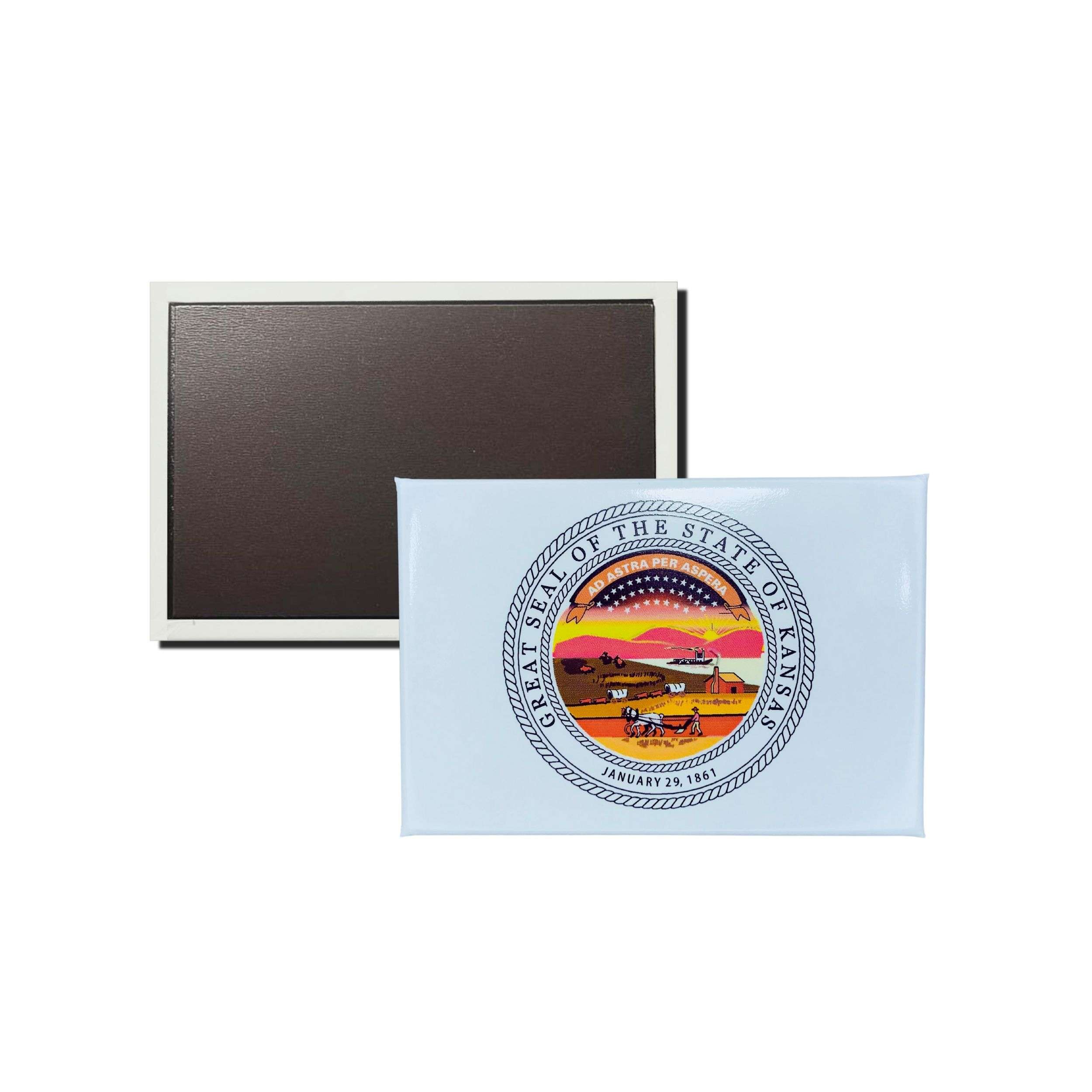 Iman Rectangular Horizontal Escudo Estado Kansas Usa