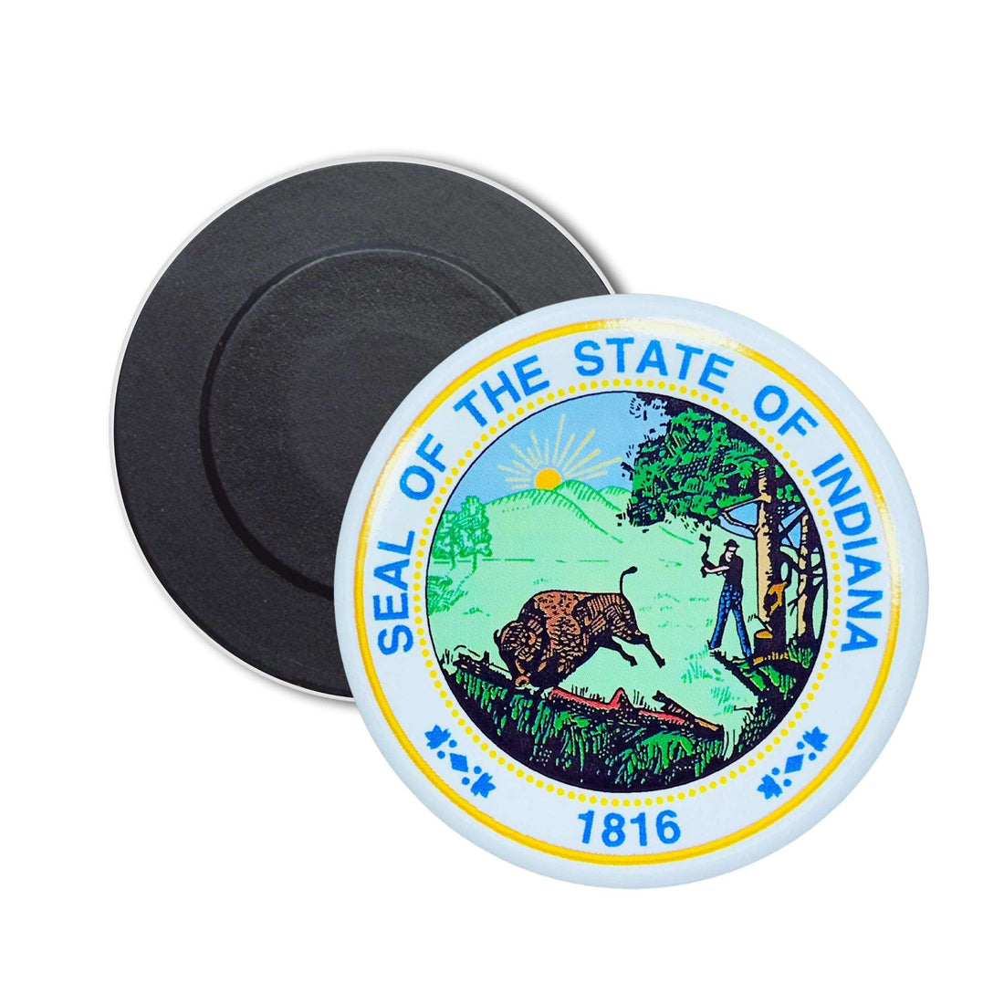 Round Magnet - Indiana State Shield - USA