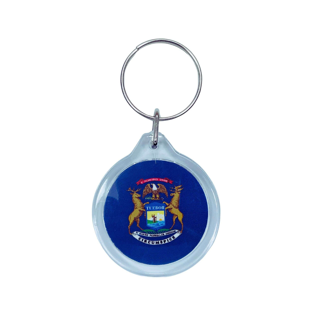 ラウンドアクリルキーホルダー - ミシガン州州旗 - アメリカ合衆国