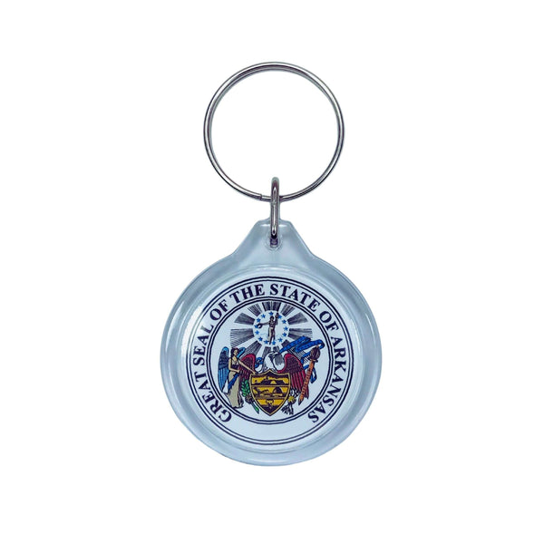 Porta-chaves Acrílico Redondo - Escudo do Estado do Arkansas - EUA