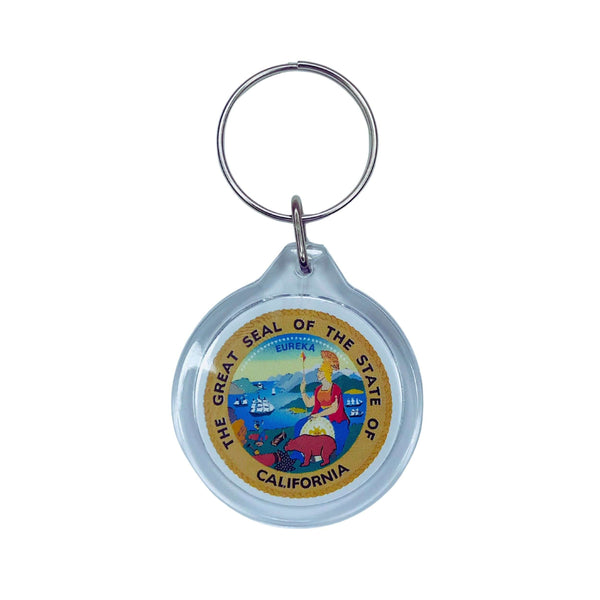 Porta-chaves Acrílico Redondo - Escudo do Estado da Califórnia - EUA