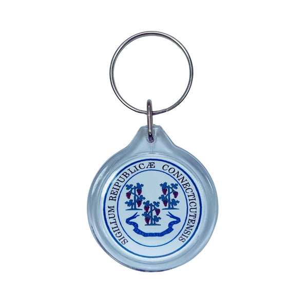 Porta-chaves Acrílico Redondo - Escudo do Estado de Connecticut - EUA