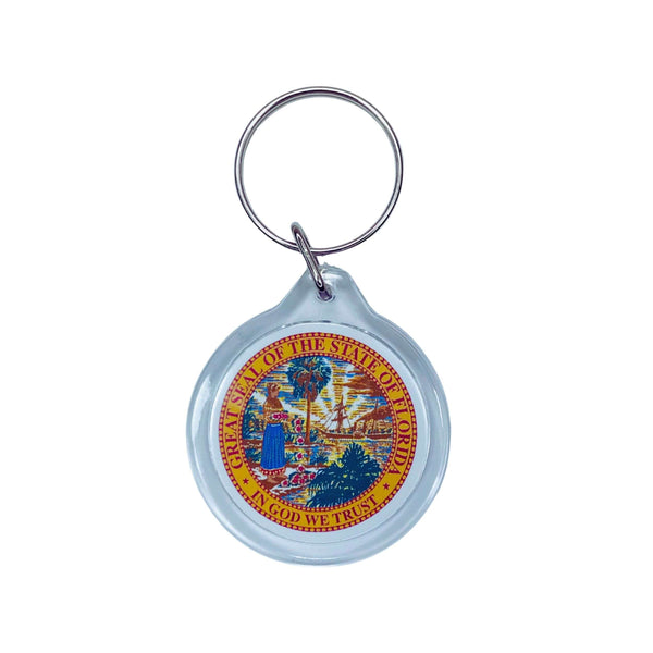 Porta-chaves Acrílico Redondo - Escudo do Estado da Flórida - EUA