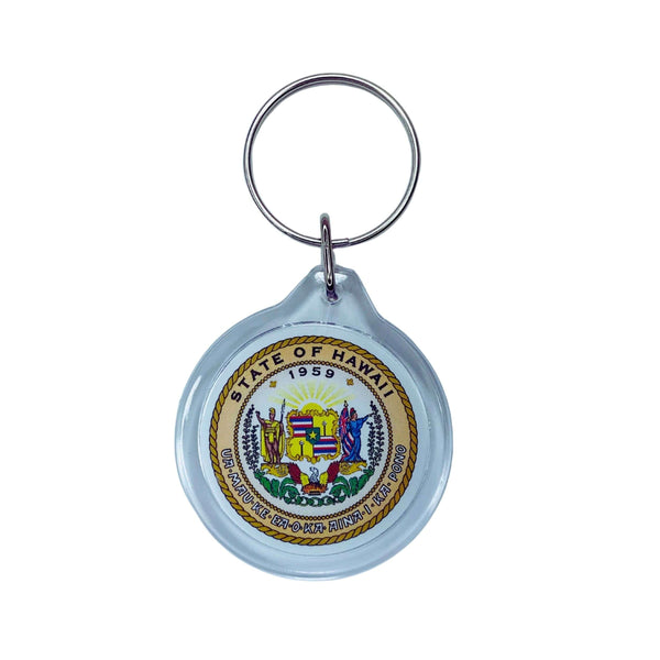 Porta-chaves Acrílico Redondo - Escudo do Estado do Havai - EUA