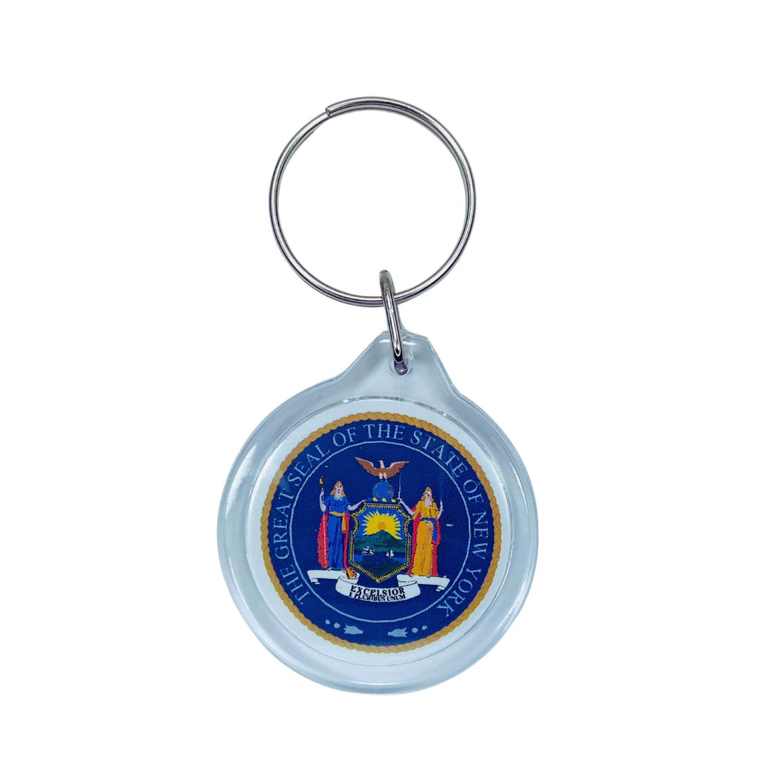 Porte-clés rond en acrylique - Bouclier de l'État de New York - USA
