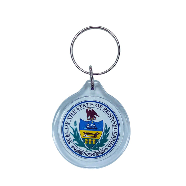 Porta-chaves Acrílico Redondo - Escudo do Estado da Pensilvânia - EUA