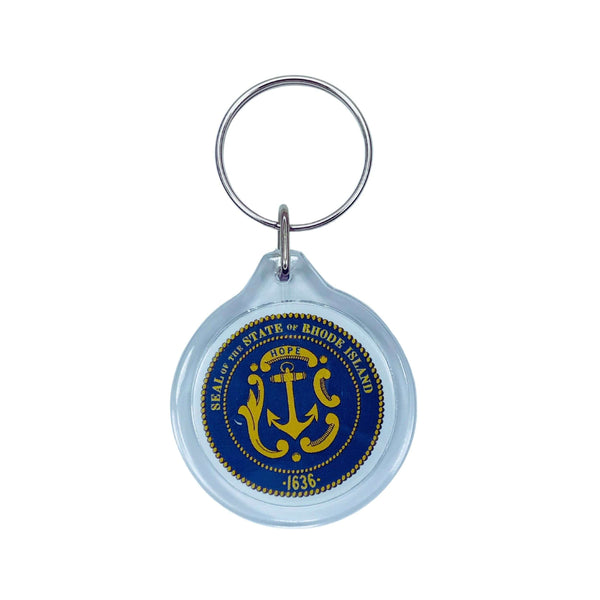 Porta-chaves Acrílico Redondo - Escudo do Estado de Rhode Island - EUA