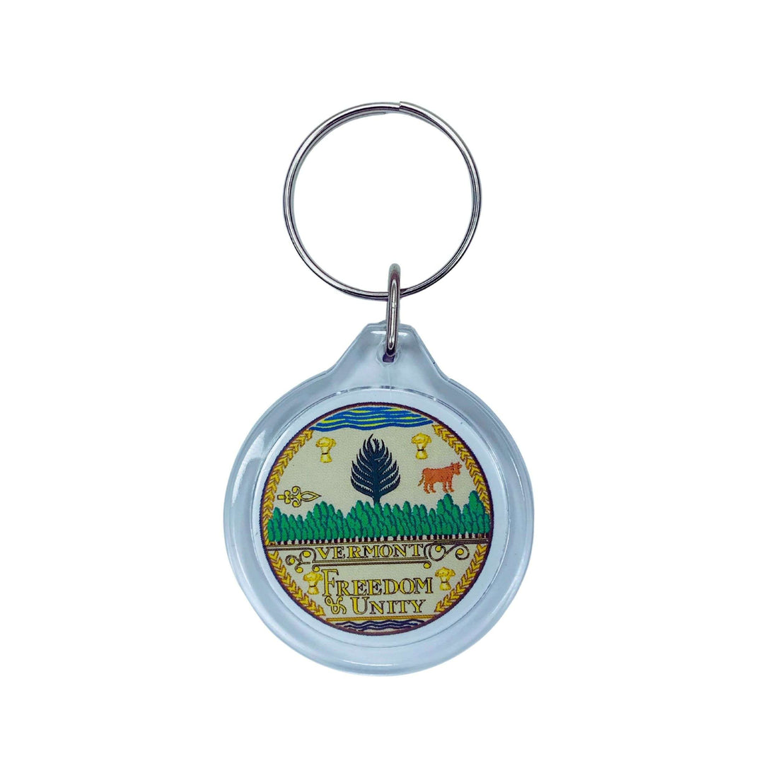 Porta-chaves Acrílico Redondo - Escudo do Estado de Vermont - EUA