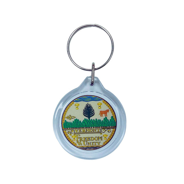 Porta-chaves Acrílico Redondo - Escudo do Estado de Vermont - EUA