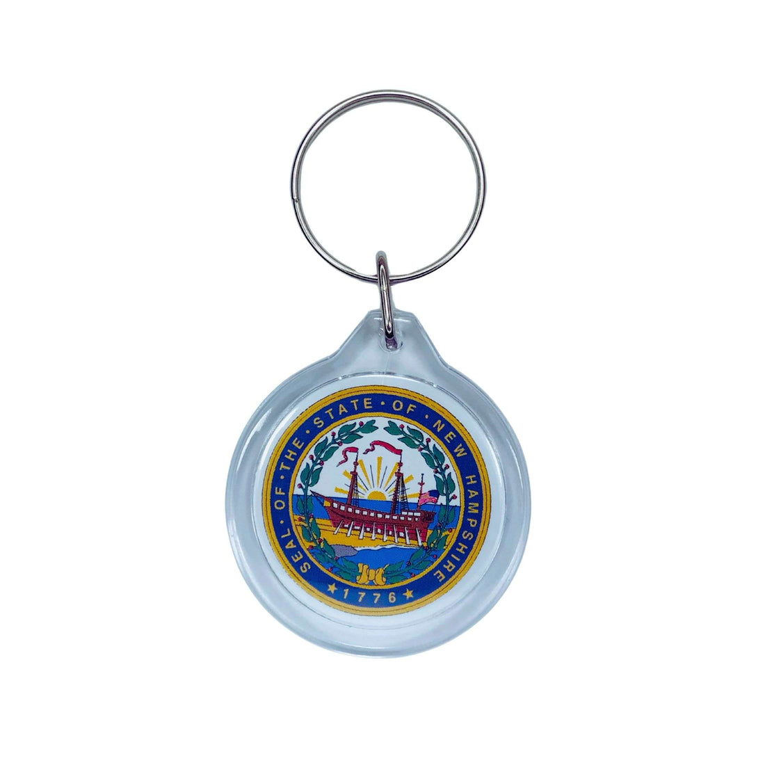 Porta-chaves Acrílico Redondo- Escudo do Estado de New Hampshire - EUA