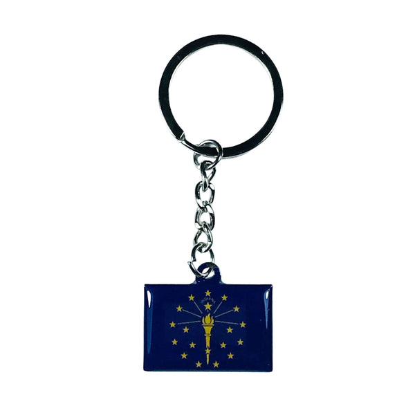 Porte-clés en métal - Drapeau de l'État de l'Indiana - USA