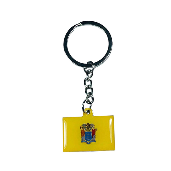 Porte-clés en métal - Drapeau de l'État du New Jersey - USA