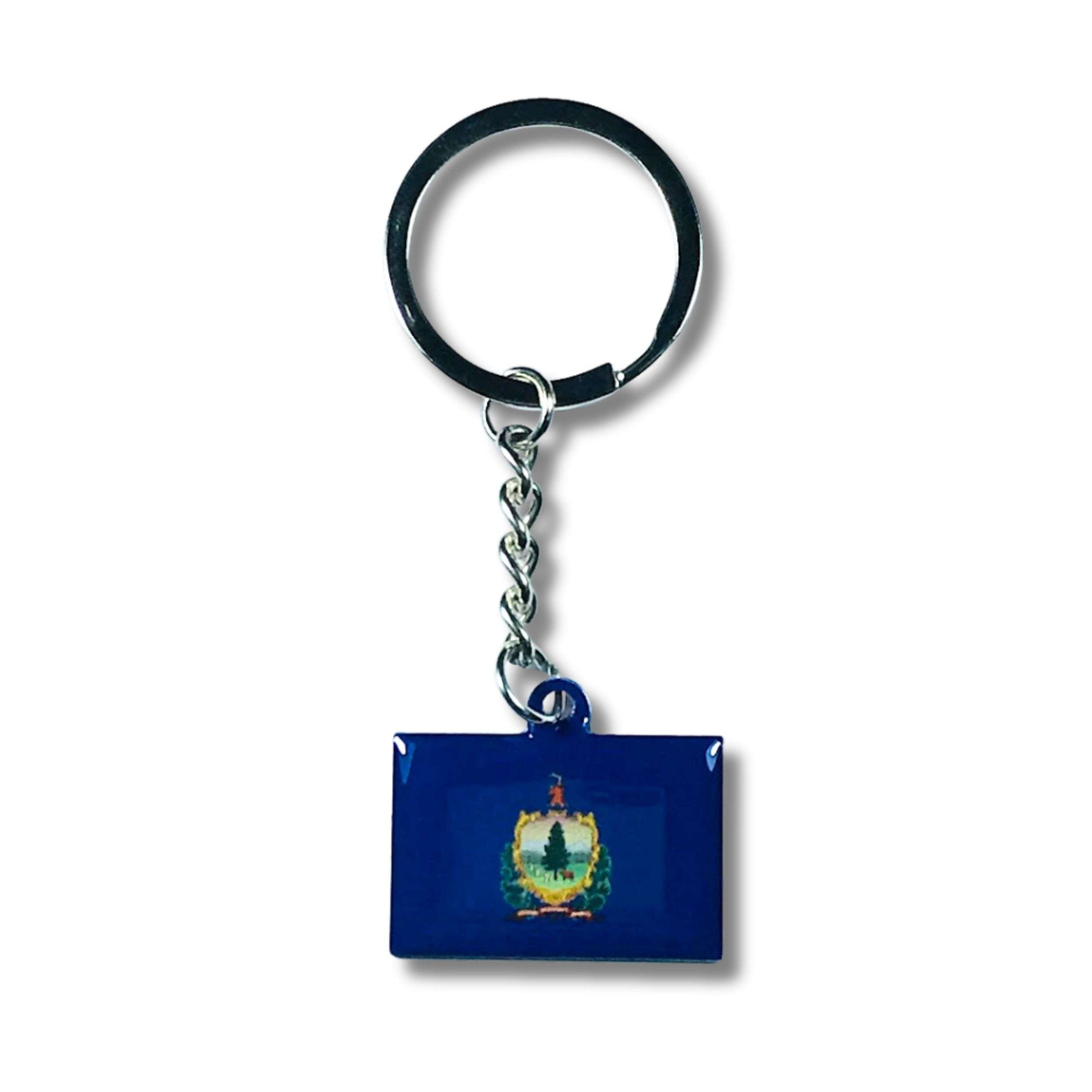 Metal Keychain - Vermont State Flag - USA