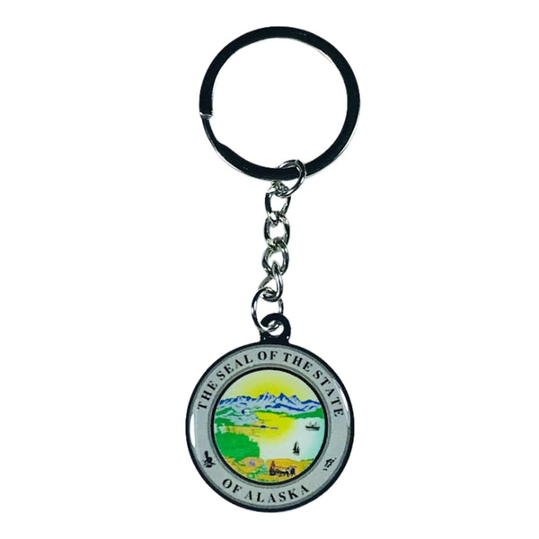 Porte-clés en métal - Bouclier de l'État de l'Alaska - USA