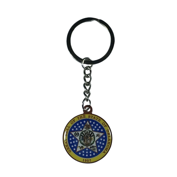 Metal Keychain - Oklahoma State Shield - USA
