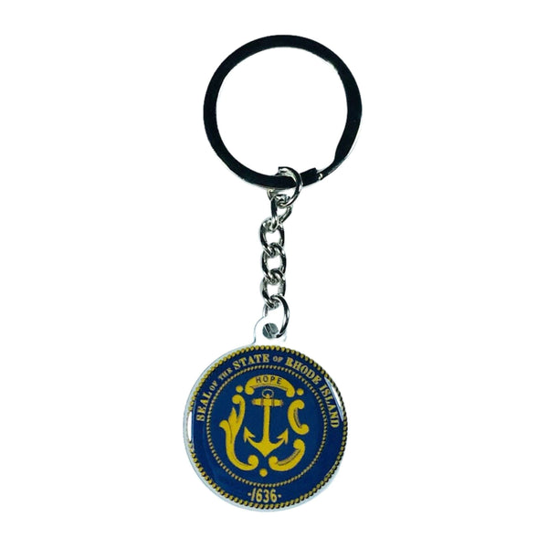 Metal Keychain - Rhode Island State Shield - USA