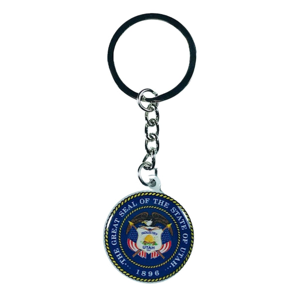 Metal Keychain - Utah State Shield - USA