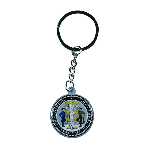 Metal Keychain - Wyoming State Shield - USA