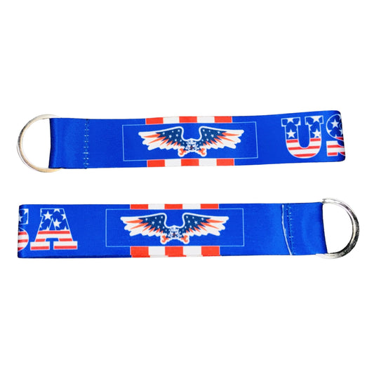 Fabric Keychain - Blue - Bald Eagle Patriotic Flag - USA - K117