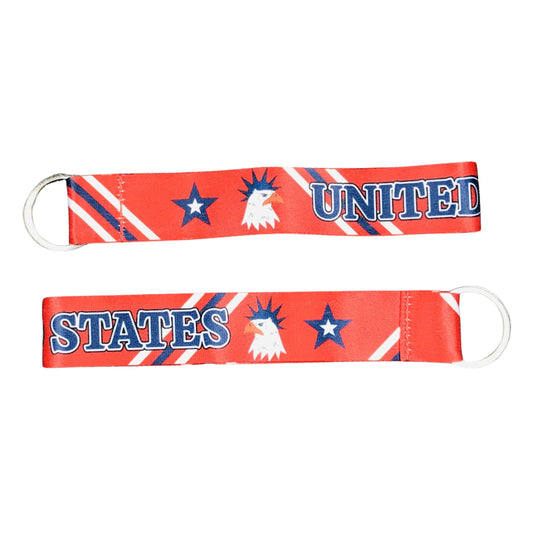 Fabric Keychain - Red - Bald Eagle Patriotic Flag - USA - K119