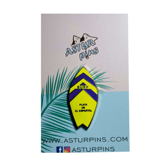 Pin's - Planche de Surf Jaune - Plage El Espartal - Asturies - Ps011