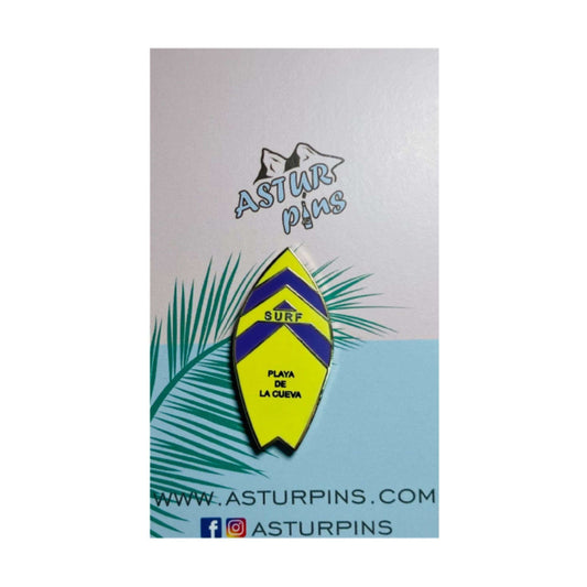 Pin's - Planche de Surf Jaune - Plage de La Cueva - Asturies - Ps011