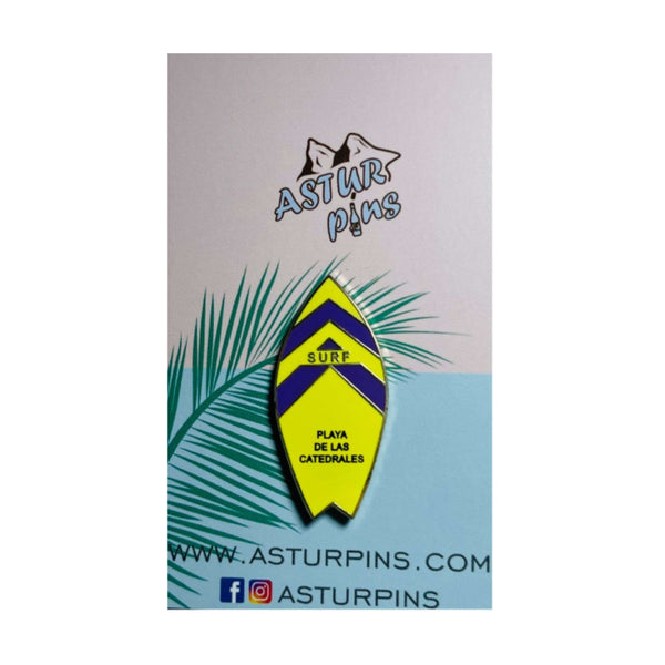 Pin - Tabla Surf Amarilla - Playa de Las Catedrales Lugo - PS011