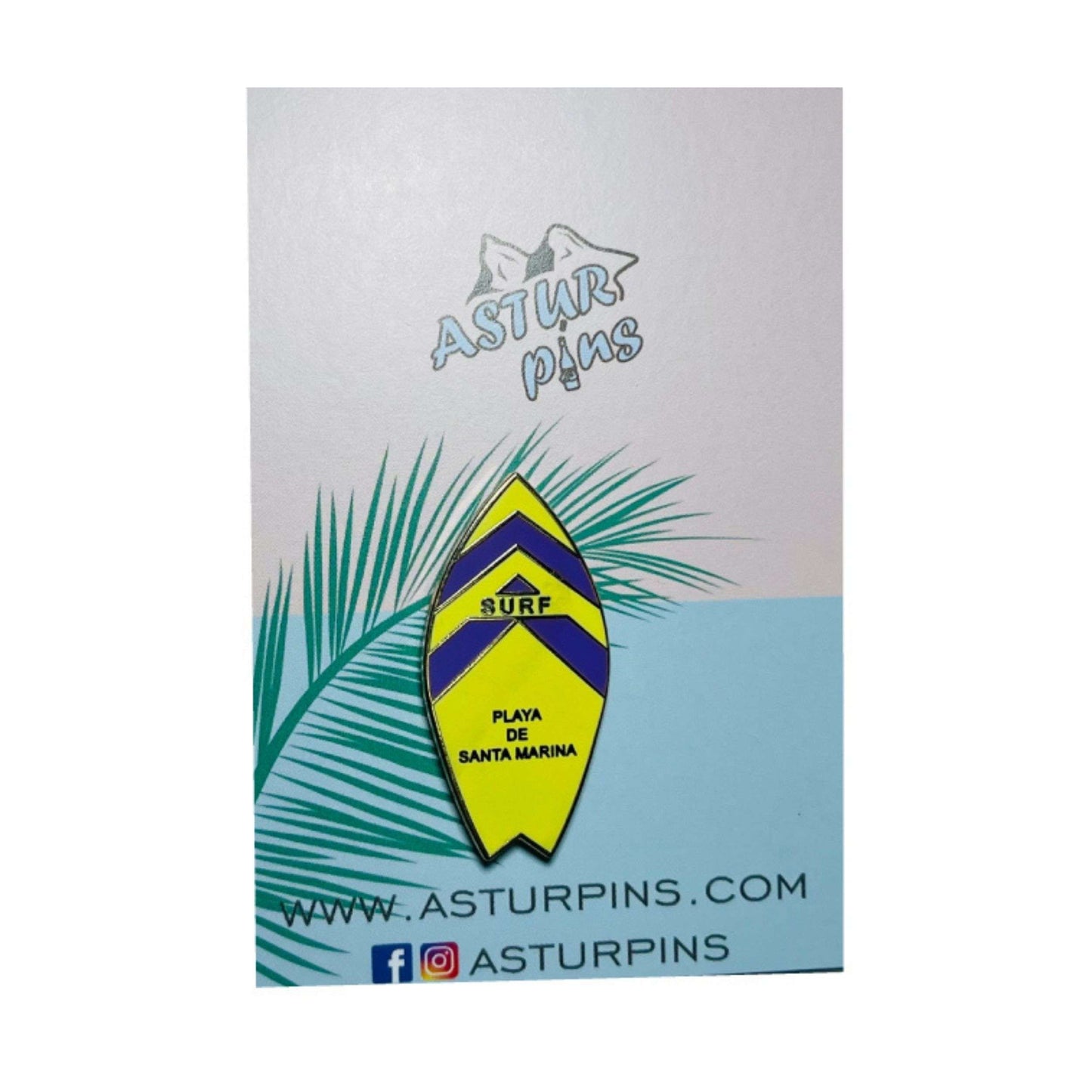 Pin's - Planche de Surf Jaune - Plage de Santa Marina - Asturies - Ps011