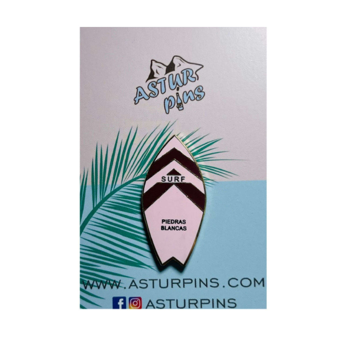 Pin - Prancha de Surf Rosa - Praia de Piedras Blancas - Astúrias - PS013
