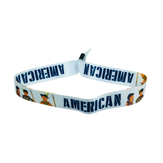 Pulsera Bandera De Usa American Indios Blanco P1200