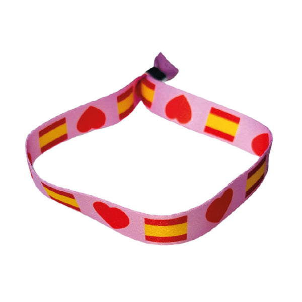 Armband – Rosa_ Herz Flagge Spanien - P1261